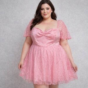 Sugar Thrillz Pink Sparkle Babydoll Dress – Fairycore Coquette Mini 1X
